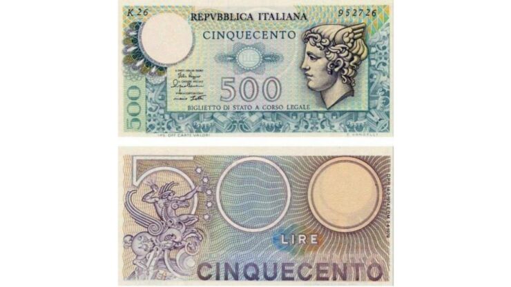 500 lire di carta Mercurio Italia